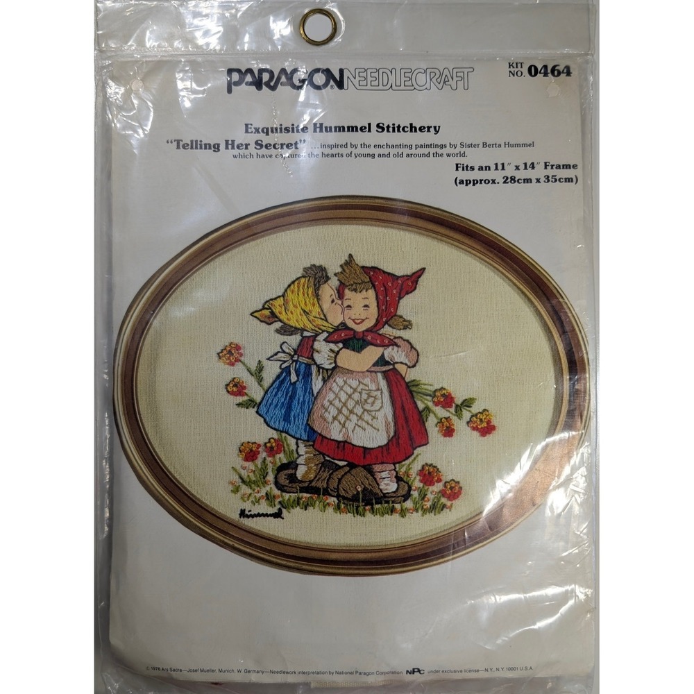 Paragon Needlecraft Telling Her Secret Hummel Stitchery Kit #0464 Vintage 1976‎